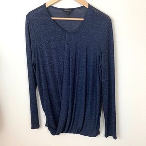 ✨5 FOR $25✨  Banana Republic Navy Blue Draped LongSleeve Blouse